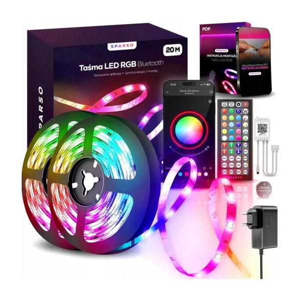 Taśma led RGB 20m sterowana aplikacją 